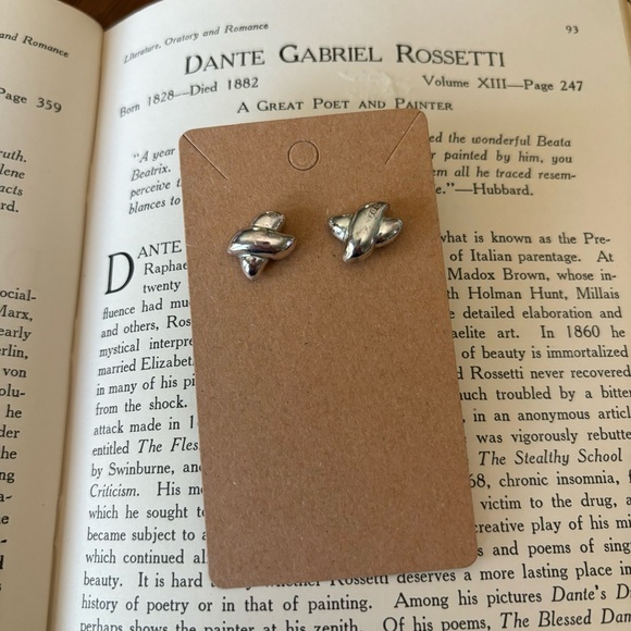 Vintage stainless‎ steel chunky crisscross earring posts - Picture 4 of 6